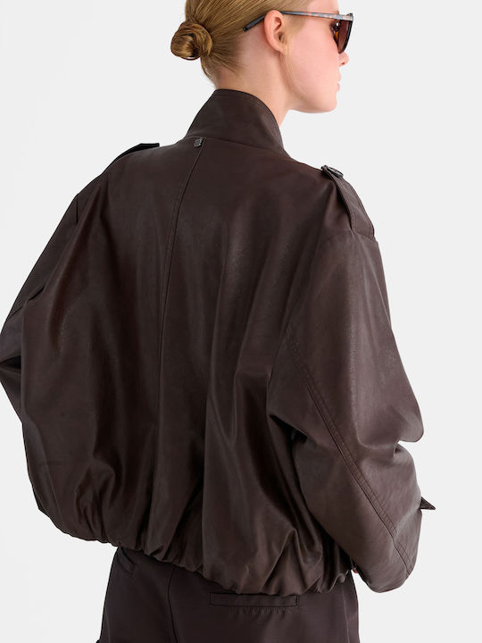 Γυναικείο Biker Jacket Καφέ