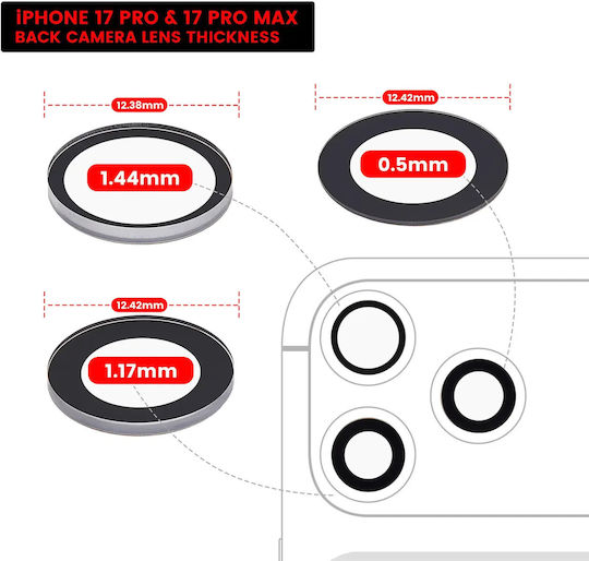 Back Camera Lens Glass Only Adhesive Iphone 17 Pro 17 Pro Max 3 Piece Set Aftermarket Plus