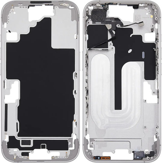 Mid-frame Housing Power Volume Button Iphone 16 Us Version Aftermarket Plus White