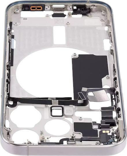 Mid-frame Housing W Small Parts Iphone 15 Pro Eu Global Version Aftermarket Plus White Titanium