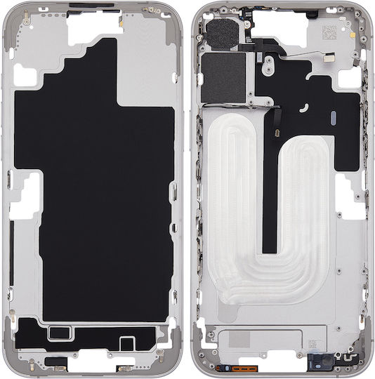 Mid-frame Housing Power Volume Button Iphone 16 Plus Eu Global Version Aftermarket Plus White