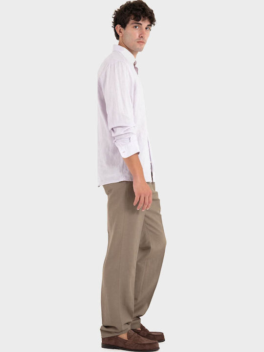 Cămașă din In cu Mânecă Lungă, Regular Fit, Lilac