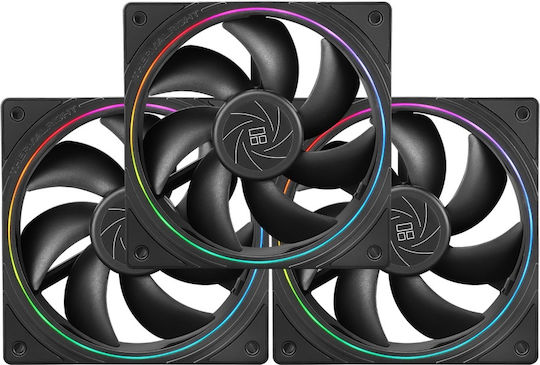 Thermalright TL-S12-3 Ventilator Pentru Carcasă 120mm (1500rpm / 47.6cfm) cu Iluminare ARGB și Conexiune 4-Pin PWM 3 buc