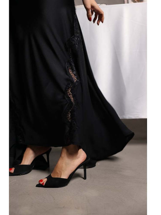 Maxi Abendkleid Slip Dress Schwarz