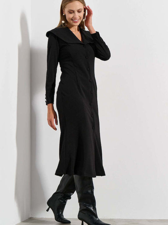 Midi Hemdkleid Schwarz