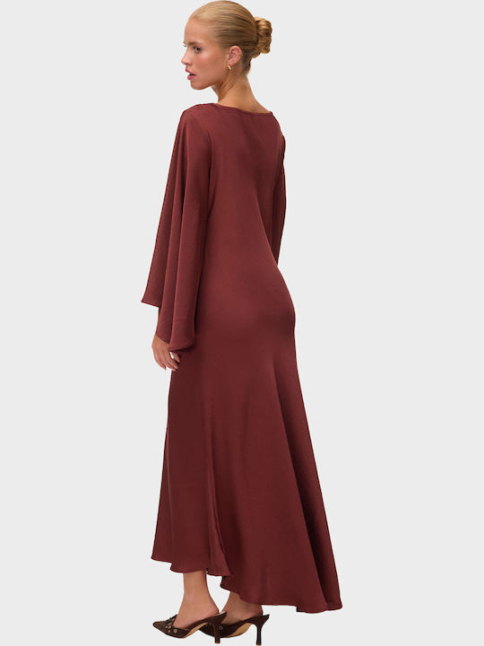 Maxi Abendkleid Satin Brick Braun