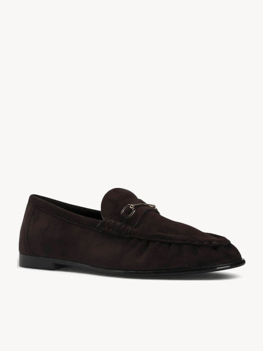 Damen Mokassins Braun Loafers Kastrori Mit Metallischem Dekor