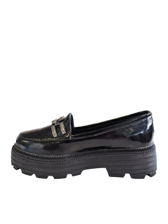 Δερμάτινα Γυναικεία Loafers σε Μαύρο Χρώμα