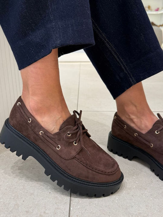Suede Damen Mokassins in Braune Farbe