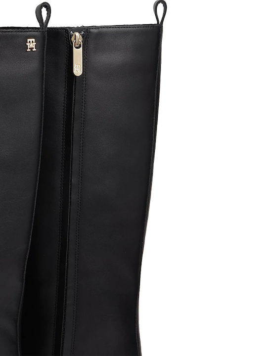 Leather Women's Boots with Medium Heel Black