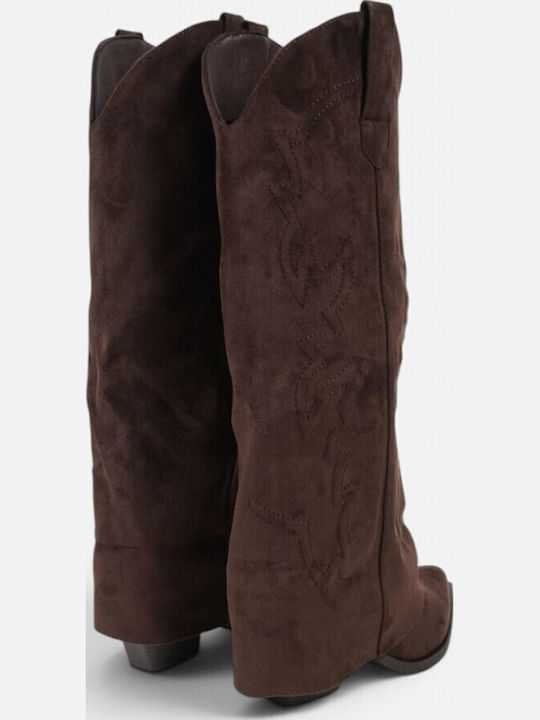 Suede Women's Cowboy Brown Boots