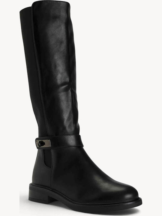 Schwarze Reiten Damenstiefel Mit Metallischem Dekorationsdetail