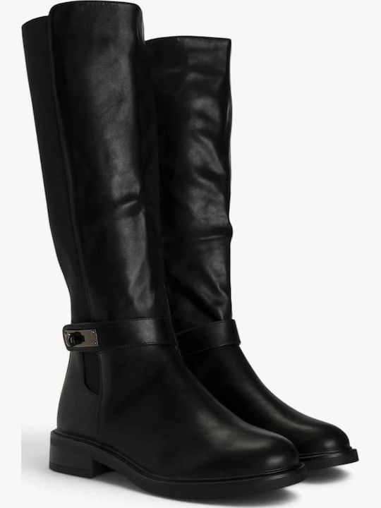 Schwarze Reiten Damenstiefel Mit Metallischem Dekorationsdetail