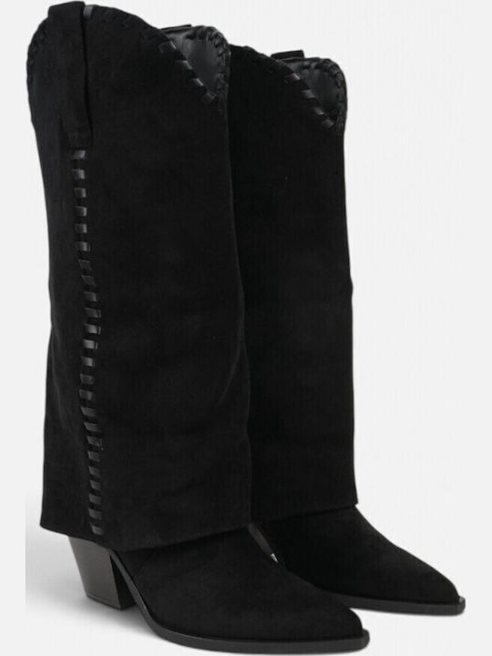 Suede Women's Cowboy Black Boots