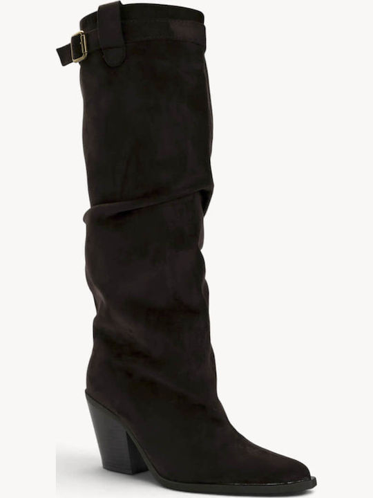 Braune Wildleder Damenstiefel Western Zune Agrapha