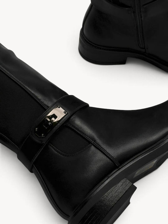 Schwarze Reiten Damenstiefel Mit Metallischem Dekorationsdetail