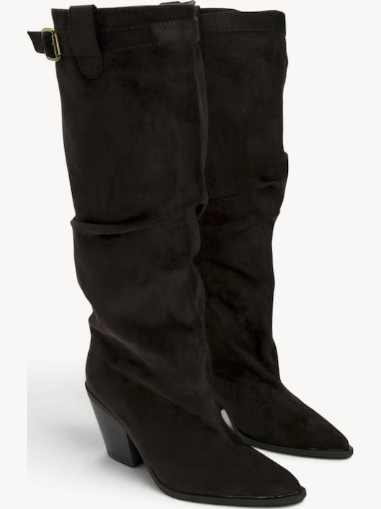 Braune Wildleder Damenstiefel Western Zune Agrapha