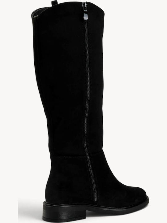 Cizme Negre de Călărie din Suede cu Cataramă Metalică