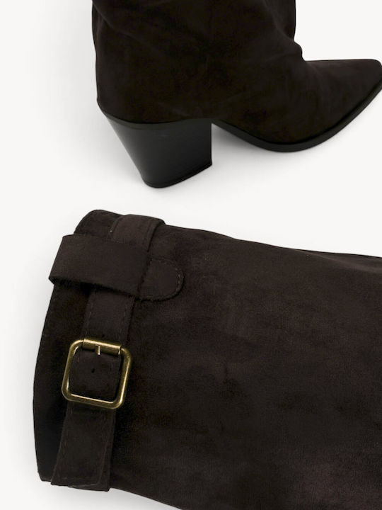 Braune Wildleder Damenstiefel Western Zune Agrapha