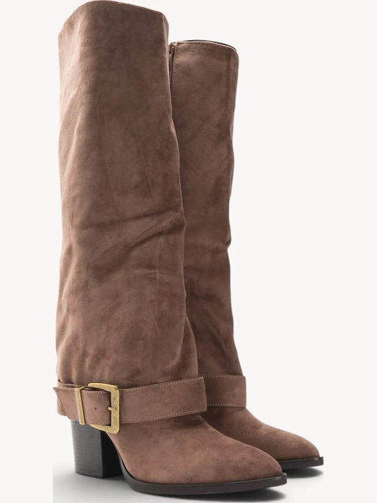 Beige Damenstiefel Statement Aghrafa Vintage Textur