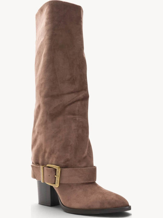Beige Damenstiefel Statement Aghrafa Vintage Textur