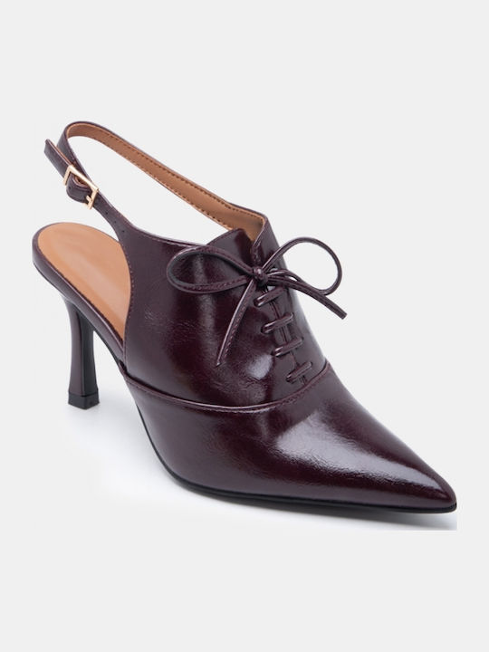 Spitze Zehe Pumps mit Hochem Absatz Burgundisch