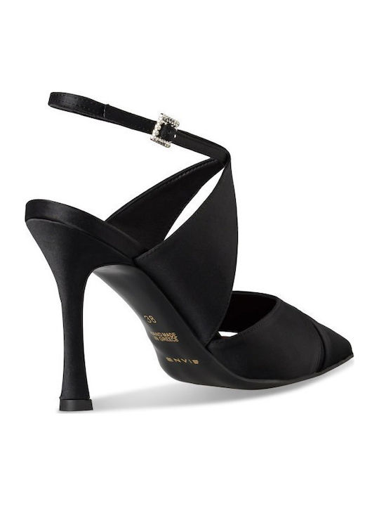 Satin Heels With High Heel Black
