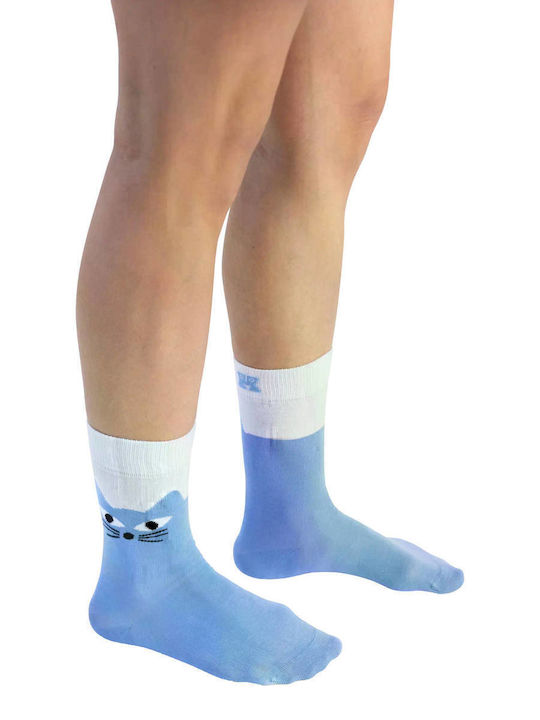 Happy Socks Große Katze Socken Silbergrau