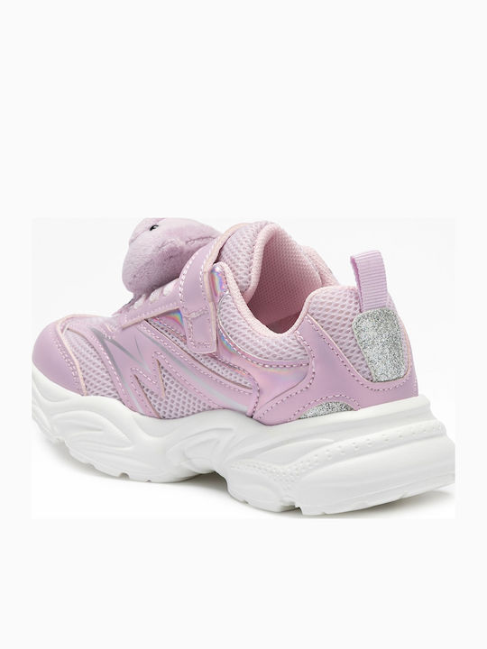 Kids Sneakers with Hoop & Loop Closure Pink