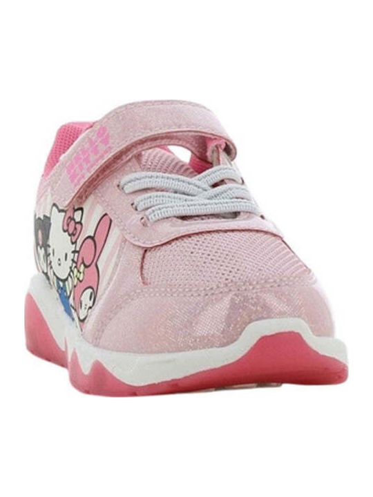Kids Sneakers Anatomic with Hoop & Loop Closure & Lights Pink