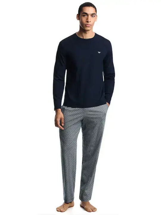 Emporio Armani Winter Herrenpyjama Blau