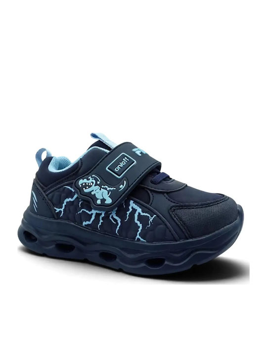 Παιδικά Sneakers Ανατομικά με Σκρατς & Φωτάκια Μπλε