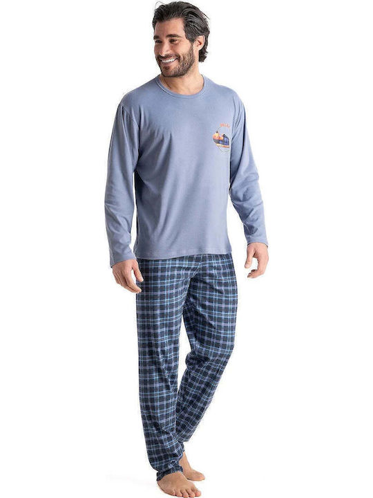Relax Anatomic Χειμερινή Καρό Ανδρική Πιτζάμα Σιέλ Relax Anatomic Χειμερινή Καρό Ανδρική Πιτζάμα Σιέλ