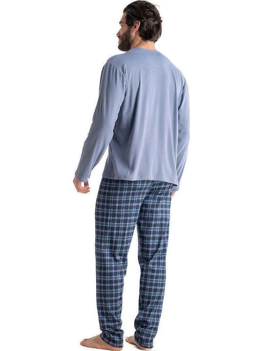 Relax Anatomic Relax Anatomic Herrenpyjamas Winter Karos Hellblau