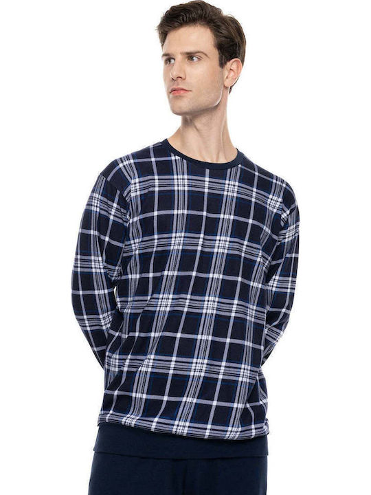 Ulisse Χειμερινή Ανδρική Πιτζάμα Midnight Blue Plaid