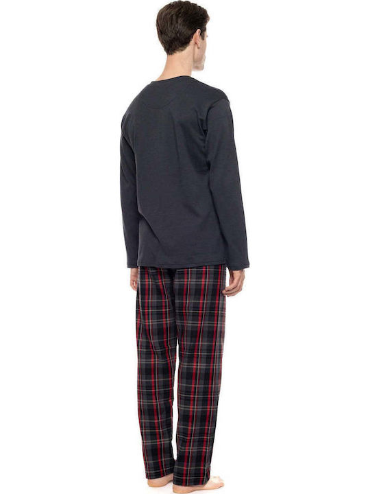 Ulisse Χειμερινή Ανδρική Πιτζάμα Grey Plaid