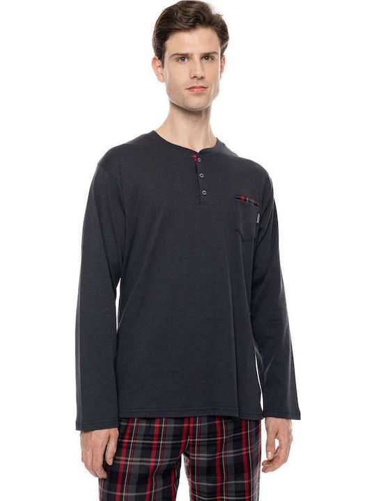 Ulisse Χειμερινή Ανδρική Πιτζάμα Grey Plaid