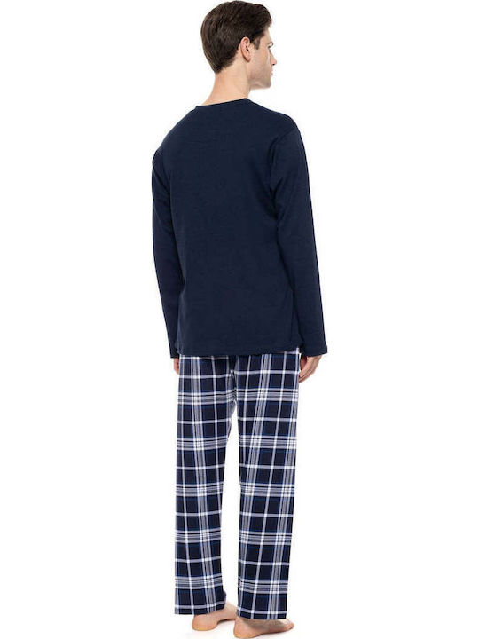 Ulisse Χειμερινή Ανδρική Πιτζάμα Midnight Blue Plaid
