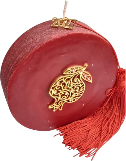 Kalliopi Silver Tabletop New Year's Lucky Charm Red Pomegranate Made of Wax Polish 2027 11x12cm