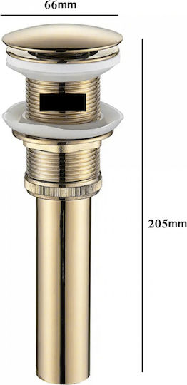 Naron Pop Up Brass Sink Valve with Overflow Gold