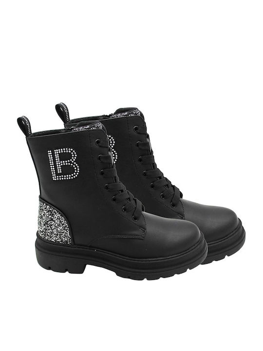 Kinderstiefel mit Schnürsenkeln Schwarz