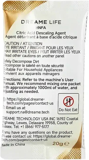 Citric Acid Descaling Agent Dreame N20 Steam 20g X 12pcs 6978515259975