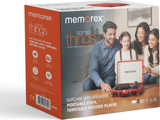 Memorex MX-TT708 Βαλιτσάκι Πικάπ με Ενσωματωμένα Ηχεία Κόκκινο