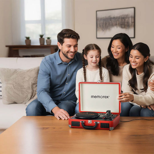 Memorex MX-TT708 Βαλιτσάκι Πικάπ με Ενσωματωμένα Ηχεία Κόκκινο