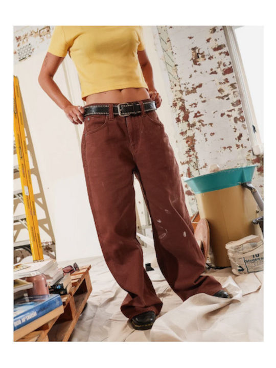 Pantaloni Jean de damă în Linie Baggy Tabac maro