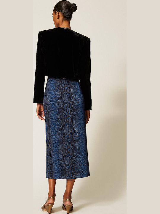 Midi Damenrock Blau-Schwarz