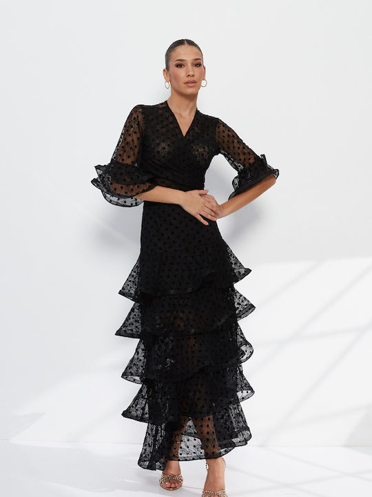 Set with High Waist Maxi Skirt Black