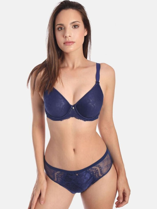 Albastru Marine - Albastru Royal (Electric) Sutien cu Căptușeală Ușoară și Cu Armătură