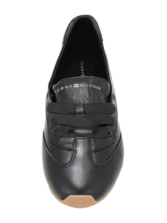 Leather Women's Ballerina Shoes Sneaker-Style Black