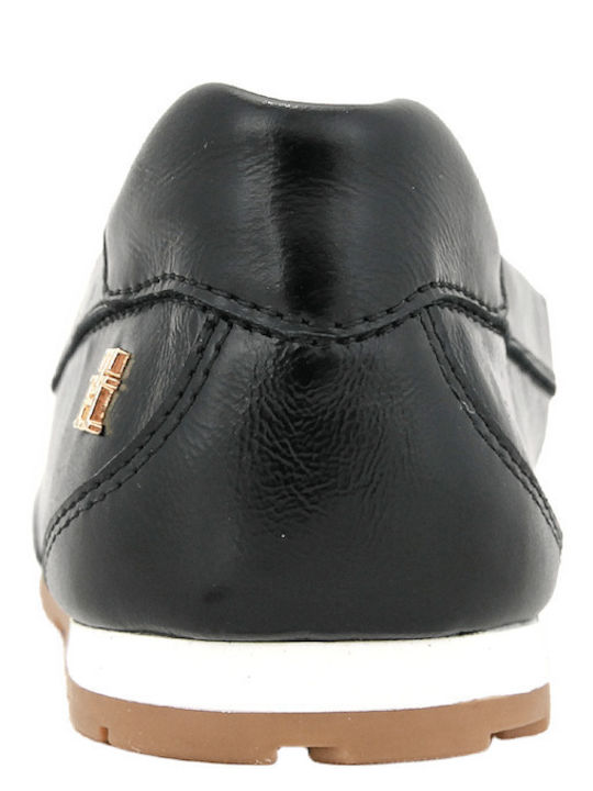 Leather Women's Ballerina Shoes Sneaker-Style Black